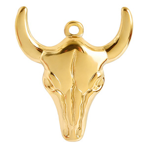 Pendentif Crâne de Taureau en Acier Inoxydable, Breloque Vintage en Forme de Squelette Cornu pour Collier et Bracelet DIY - Product Image 5