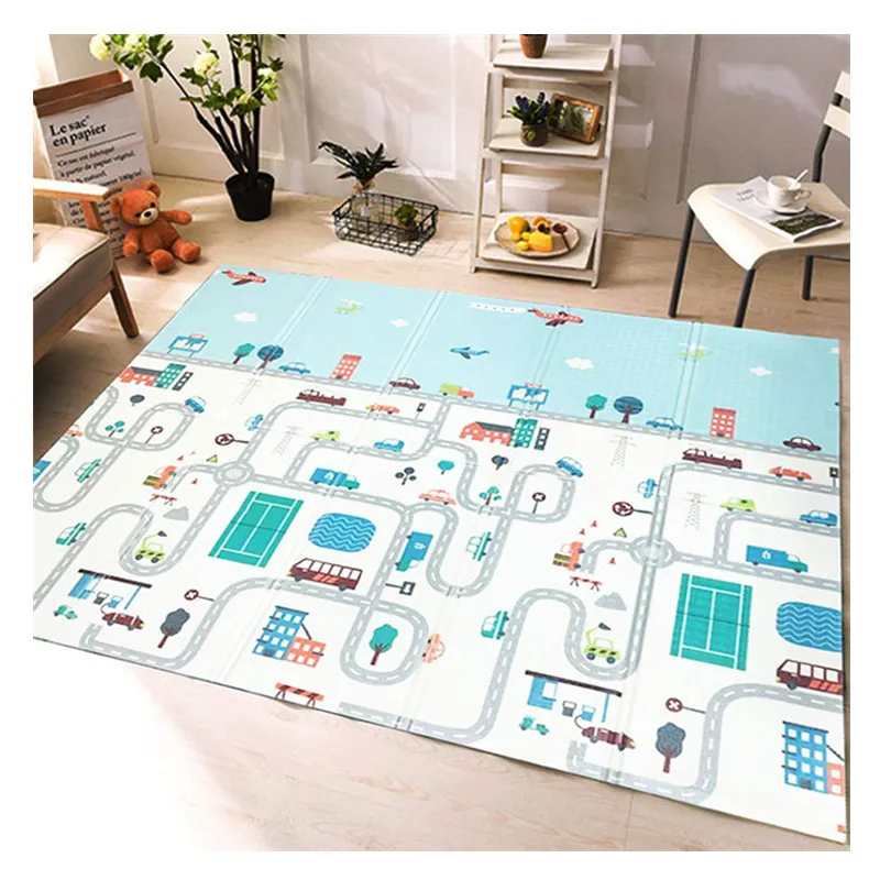 Soft Folding Floor Mat Children Play Game Mat/ Non-toxic Eco-friendly Kid Mat/ Colorful Cartoon Double Side Large baby play mat