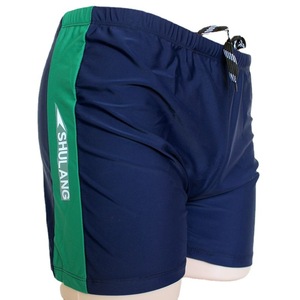 Short de bain pour homme Shulang, bleu vert, couleur unie, tricoté, pour la natation et les sports nautiques - Product Image 1
