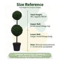 Arbre topiaire artificiel à double boule de 91 cm en buis, plante en pot pour la décoration intérieure de la maison et du bureau, pour Thanksgiving et les mariages