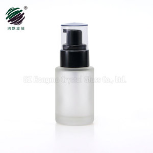 Maquillaje cosmético 30 ml 30 ml 1oz vacío claro esmerilado suero loción líquida Fundación botella de vidrio con blanco negro de la bomba - Product Image 4