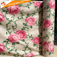 Kain Mikrofiber Polyester 100% Disikat, Cetak Pabrik Cina, Desain Bunga Besar, Grosir untuk Sprei