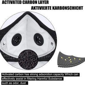 Masque de sport anti-pollution avec filtre à charbon actif remplaçable, masque de cyclisme en maille lavable - Product Image 5