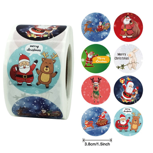 Custom Printing Christmas Festival Theme Paper <strong>Sticker</strong> Rolls Decorative <strong>Party</strong> Gift Box Packaging <strong>Bags</strong> Sealing Label <strong>Stickers</strong> - Product Image 1