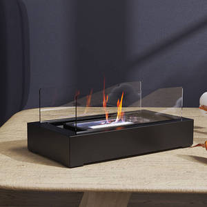 Portable Indoor Alcohol Fireplace Rectangular Tabletop Stove 35x18x14.5cm Smokeless Windproof Heating Freestanding - Product Image 1