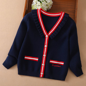 E2WOO, Nuevo Cárdigan de Lana Fina con Cuello en V y Volantes para Niñas, Primavera-Otoño, Manga Larga, Un Solo Botón, 3-12 Años - Product Image 4