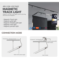 Sistema de Iluminación Magnética LED de 48V con Riel, Control Inteligente Tuya, Luces de Teja con Atenuador, Lámpara de Techo Empotrada para Interiores con Fuente de Alimentación