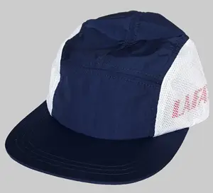 Leggero Nylon impermeabile Strapback personalizzato Quick Dry Camp Camper Blank Running cinque 5 pannelli berretti cappelli cappello da campo berretto da campo in Nylon