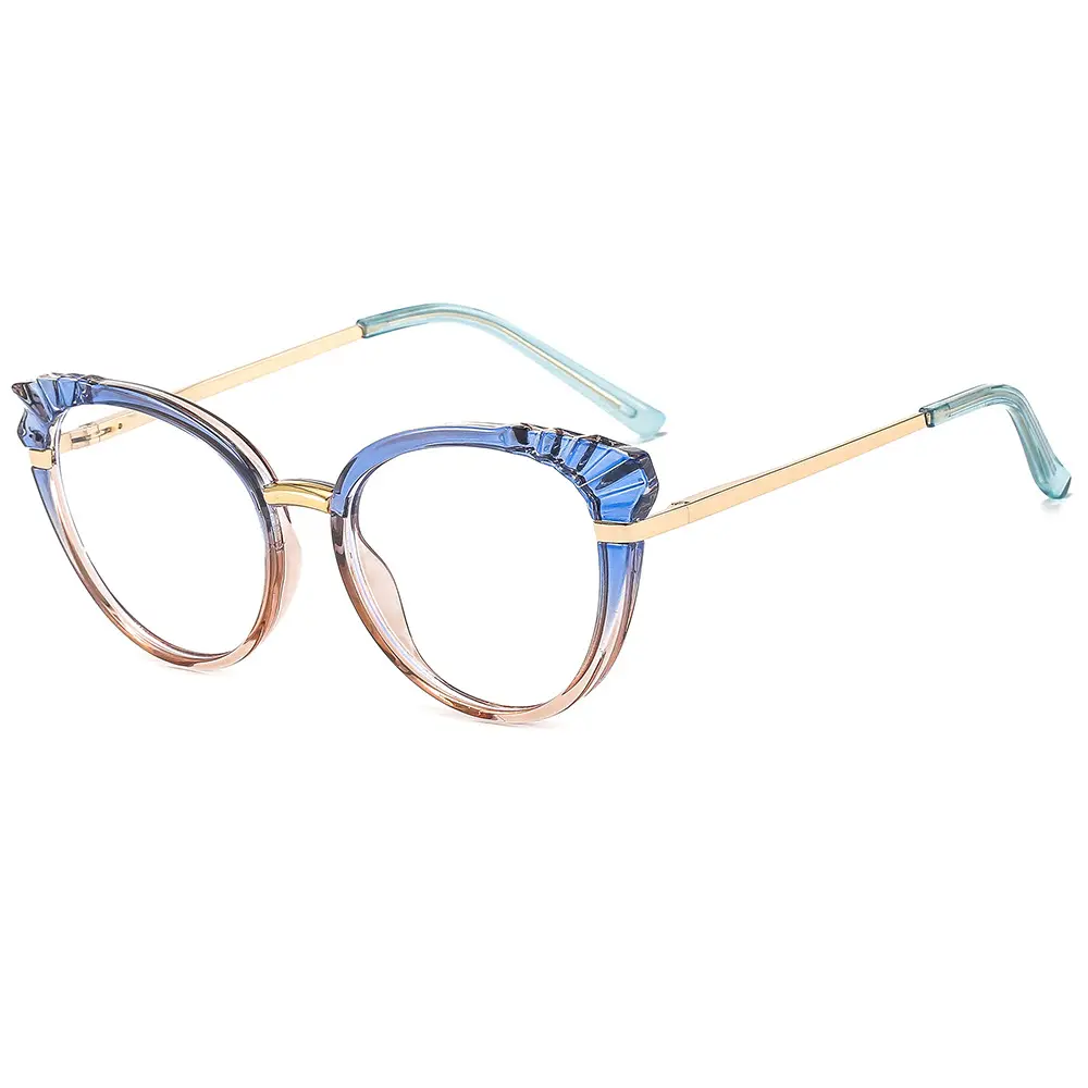 Metal Frame Multicolor Square Glasses Eyeglasses Frames PC Cat Eye Anti Blue Light Glasses Optical Frame