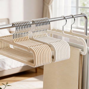 Flocked Trouser Hanger Non Slip Rectangle Hook Type For Wardrobe <b>Clothes</b> <b>Storage</b> Organizing Pants Skirts - Product Image 1
