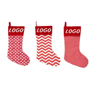 Meias personalizadas de Natal de veludo grosso brilhante meias de Natal 18" meias de Natal para bordado com letras tamanho grande