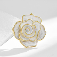 Bros Bunga Camellia Serbaguna Gaya Retro Korea Perhiasan Pin Anti Eksposur Klasik Elegan Kelas Atas Wanita MUXCOR MLB1324