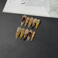 Faux ongles de luxe faits à la main en amande, qualité salon, style de luxe, vente en gros, marque privée