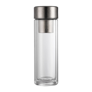Glass Tea Cup High Borosilicate Double Wall With Stainless Steel Infuser For Travel And Daily Use - Product Image 4