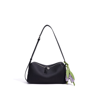 Novedad de Primavera 2026: Bolso de Mano Sencillo para Mujer, de Cuero Genuino y Poliéster, con Cremallera y Borla, Estilo Coreano de Alta Gama, Textura Exclusiva, Tipo Almohada - Product Image 5