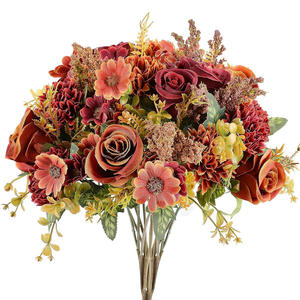 人工花シルクローズデイジーブーケウェディングブライダルブーケセンターピースハンドル家庭用花瓶装飾用 - Product Image 5