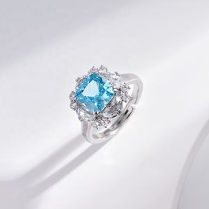 Anillo Abierto de Plata S925 con Flor, Joyería Fina para Mujer, Anillos Ajustables con Diamantes de Circonia Cúbica para Boda, Precio de Fábrica - Product Image 3