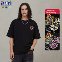 T-shirt Oversize Unisexe DUYI Brodé Papillon Coloré Floral Manches Courtes Style Peace Veneta Personnalisé OEM ODM Streetwear