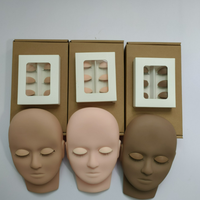 Nouvelle tête de mannequin en silicone avec paupière remplaçable pour débutant, entraînement à l'extension des cils, tête plate