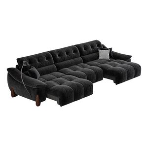 Divano Letto Elettrico Telescopico Moderno Minimalista a 3 Posti in Tessuto Chenille con Struttura in Legno, Funzionale per Soggiorni Piccoli, Garanzia 10 Anni - Product Image 5
