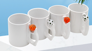 Mug à café en céramique <span class=keywords><strong>personnalisable</strong></span> avec motif par sublimation, avec poignée de football ou de basket-ball, vente en gros - Product Image 5