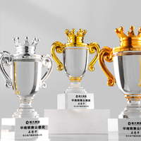 JZ Nouveau Trophée en Cristal Élégant de Forme Couronne Or Argent Bronze Résine Événement Sportif Championnat Trophée en Cristal de Verre
