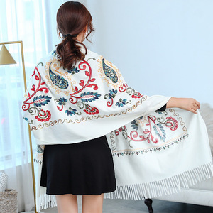 Ladies Soft <strong>Pashmina</strong> Shawls Winter Warm Women <strong>Paisley</strong> Embroidered Cashmere <strong>Scarves</strong> With Tassel - Product Image 4