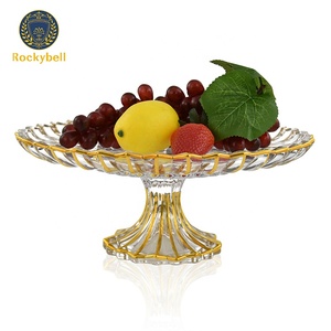 <span class=keywords><strong>Assiette</strong></span> de fruits en verre avec <span class=keywords><strong>pied</strong></span>, ligne rouge peinte, rangement de vaisselle de mariage à la maison 1 pièce - Product Image 1