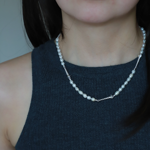 Nouveau collier unique en argent sterling avec perle naturelle et couture à vis - Product Image 2