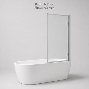 Paroi de <span class=keywords><strong>douche</strong></span> pivotante en aluminium semi-cerclée avec porte en verre pour salle de bain - Product Image 1