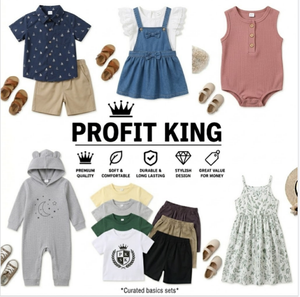 Conjuntos de Verano de Algodón Puro para Niños, Conjuntos de 2 Piezas de Manga Corta para Niños y Niñas, Entrega de Estilos Variados Aleatorios - Product Image 1