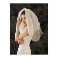 Voile de mariée en dentelle à prix de gros raisonnable, plusieurs modèles disponibles, bordure en ruban, monocouche, teint uni, pour mariage, type mantille