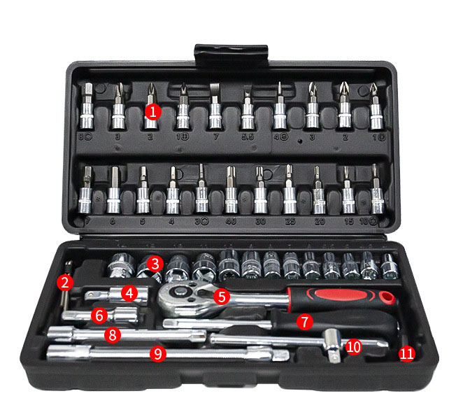 Juego de 46 piezas [galvanizado] caja negra