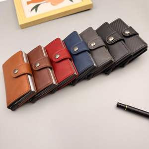 THK0290 Wholesale RFID Blocking Card Holder <b>Trifold</b> Slide Pu Leather Metal <b>Wallet</b> <b>for</b> <b>Men</b> Purse - Product Image 5