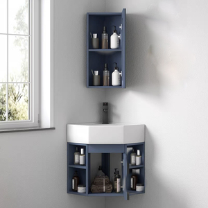 Pia De Canto <span class=keywords><strong>Lave</strong></span> <span class=keywords><strong>Main</strong></span> Dangle Cabinetry Petit Appartement Triangulaire PVC Salle De Bains Cabinet avec Coin Lavabo pour Usage Domestique - Product Image 1
