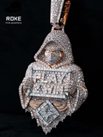 Collier Pendentif Diamant CVD VVS de Laboratoire Or 9K 14K 18K Personnalisé, Breloque Diamant Fantôme pour Hommes et Femmes