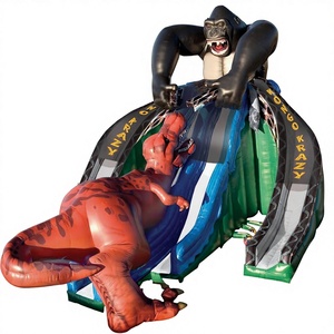 Tobogán Inflable King Kong Gorila VS Dinosaurio T-Rex, PVC Resistente para Jardín y Eventos de Carnaval - Product Image 1