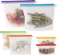 Sacs de conservation alimentaire en silicone réutilisables avec logo personnalisé, étanches et hermétiques, pour la cuisine et le congélateur