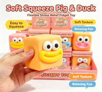 Jouet anti-stress en forme de cube à presser, motif cochon et canard, jouet amusant et moelleux pour enfants