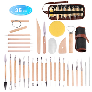 Xinbowen outils en argile artisanat 35 pièces outils de sculpture en argile poterie outil de sculpture et <span class=keywords><strong>céramique</strong></span> poignée en bois modélisation - Product Image 2