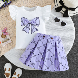 Vente en Gros Nouvel Arrivage Ensemble Princesse pour Enfant Haut à Manches Courtes et Jupe Deux Pièces pour Bébé Fille - Product Image 5