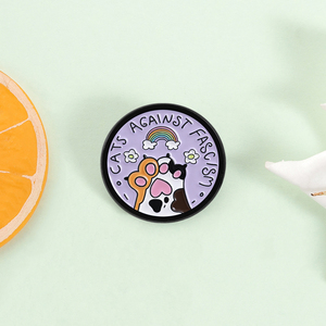 Broches de Esmalte con Diseño de Pata de Gato y Flor Arcoíris, Estilo Orgullo Gato, Joyería al por Mayor - Product Image 2