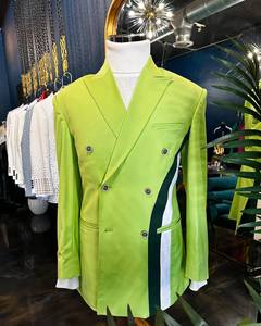 Blazer de <span class=keywords><strong>hombre</strong></span> de doble botonadura hecho a medida boda fiesta cena novio esmoquin graduación Slim Fit <span class=keywords><strong>traje</strong></span> <span class=keywords><strong>verde</strong></span> <span class=keywords><strong>claro</strong></span> - Product Image 1