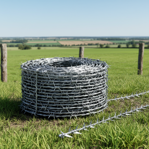 Mercado de América del Sur Acero inoxidable 500m 25kgs/roll Calibre 15 16 <span class=keywords><strong>Barrera</strong></span> de valla de bobina de alambre de púas cruzado galvanizado en caliente - Product Image 1