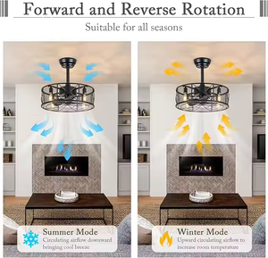 Mỹ retro công nghiệp sắt đồng đen LED Dimmable lồng Trần người hâm mộ hiện đại điều khiển từ xa cho nhà bếp phòng ngủ - Product Image 5