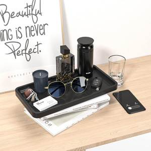 Plateau rectangulaire en bois noir, motif uni, plateau de service pour restaurant, pour thé, fruits, cosmétiques - Product Image 4