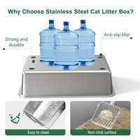 2025 Boîte à litière pour chat en métal avec couvercle Boîte à litière extra large Conception de queue de chat Boîte à litière pour chat en acier inoxydable avec face haute