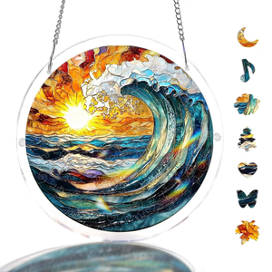 <span class=keywords><strong>Puzzle</strong></span> acrylique paysage dessin animé, mini <span class=keywords><strong>puzzle</strong></span> personnalisé à faire soi-même, cadeau découpé au laser, décoration de fenêtre, vente en gros, décoration intérieure, directement de l'usine - Product Image 1