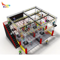 Équipement d'aventure certifié sécurité commerciale pour parcours d'obstacles Ninja Warrior à double niveau pour parcs d'attractions intérieurs avec trampolines