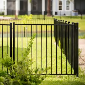 Diseños de cerca superior plana de metal de acero galvanizado con capa de polvo personalizados directamente de fábrica para jardín